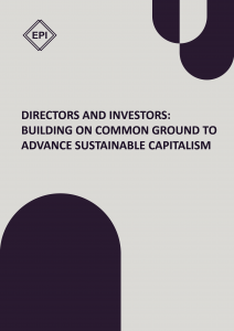 Directors and investors: building on common ground to advance sustainable capitalism